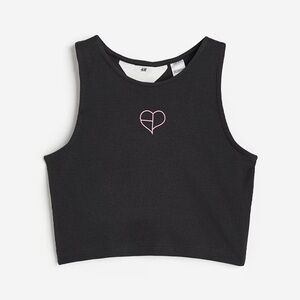 H&M x BLACKPINK Collab Official Merch - Ribbed Black Cotton Tank Top with Logo